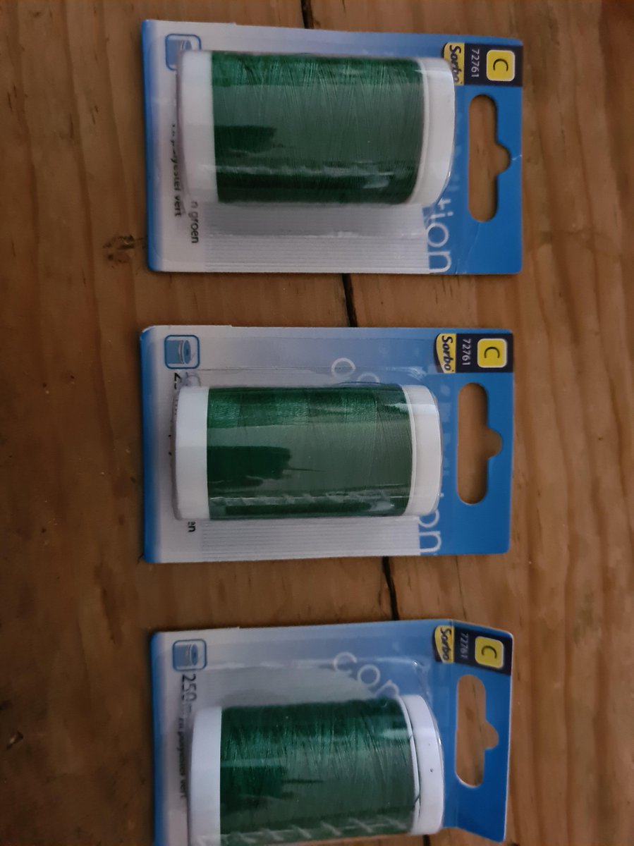 3x 250m polyester garen groen Sorbo