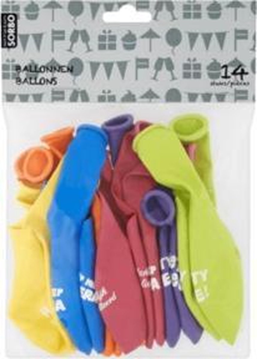 Sorbo Ballonnen - 14 stuks - Diverse kleuren