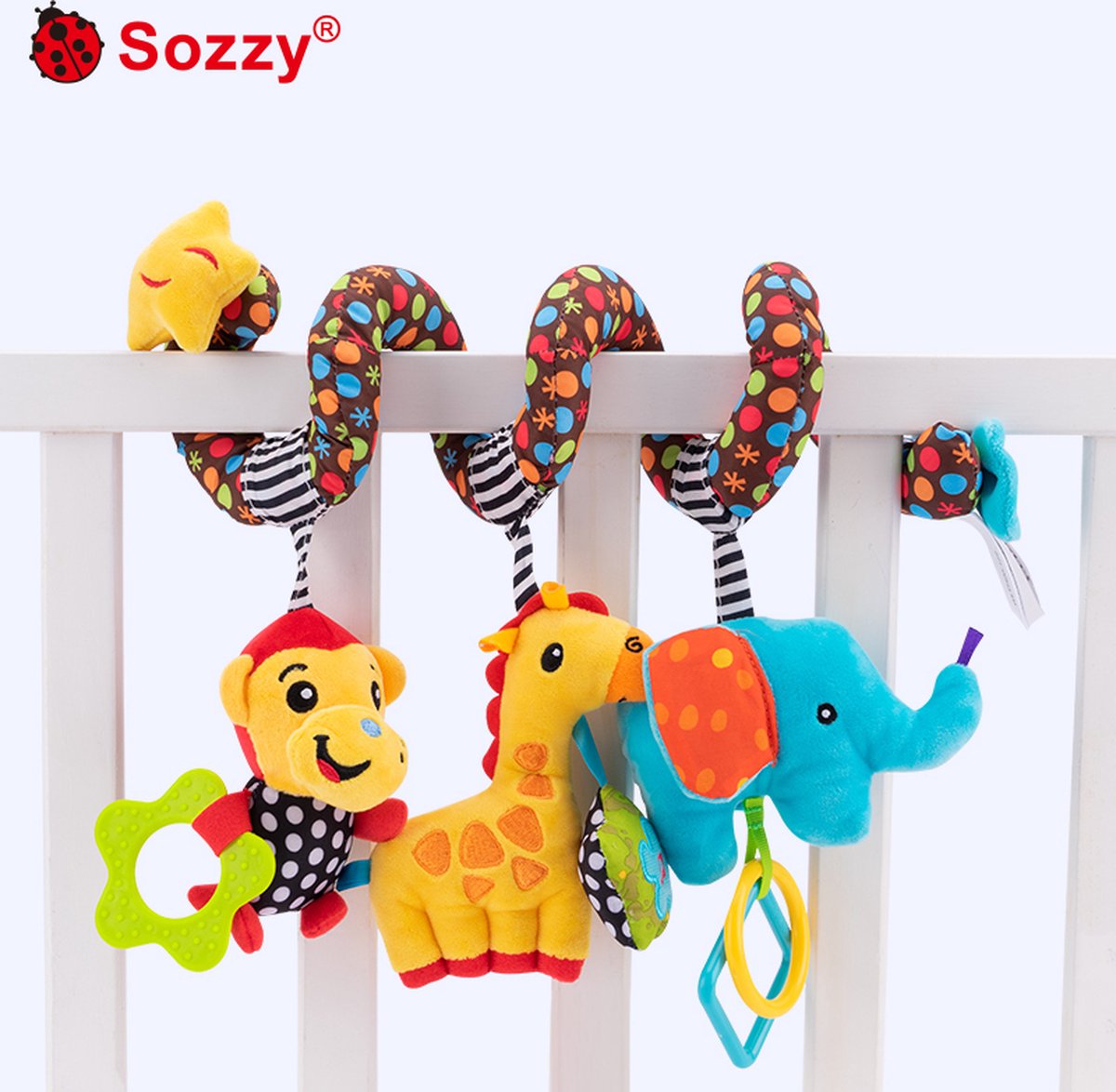 Baby Speelgoed/ Baby Kinderwagen Speelgoed Spiraal / Autostoelspeeltje / Boxspiraal / Activiteitenspiraal / kerst cadeau/ sinterklaas/Rammelaar/ Wagenspanner/ ster en dieren