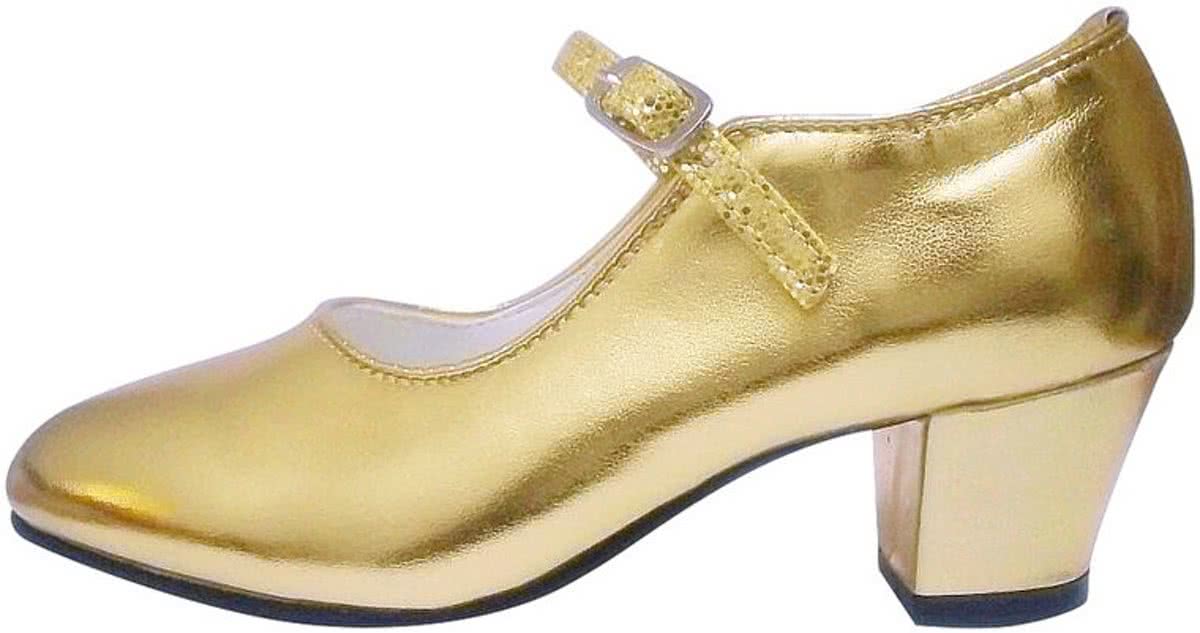 Anna Prinsessen schoenen, Spaanse schoenen goud - maat 41 (binnenmaat 25,5 cm) bij jurk