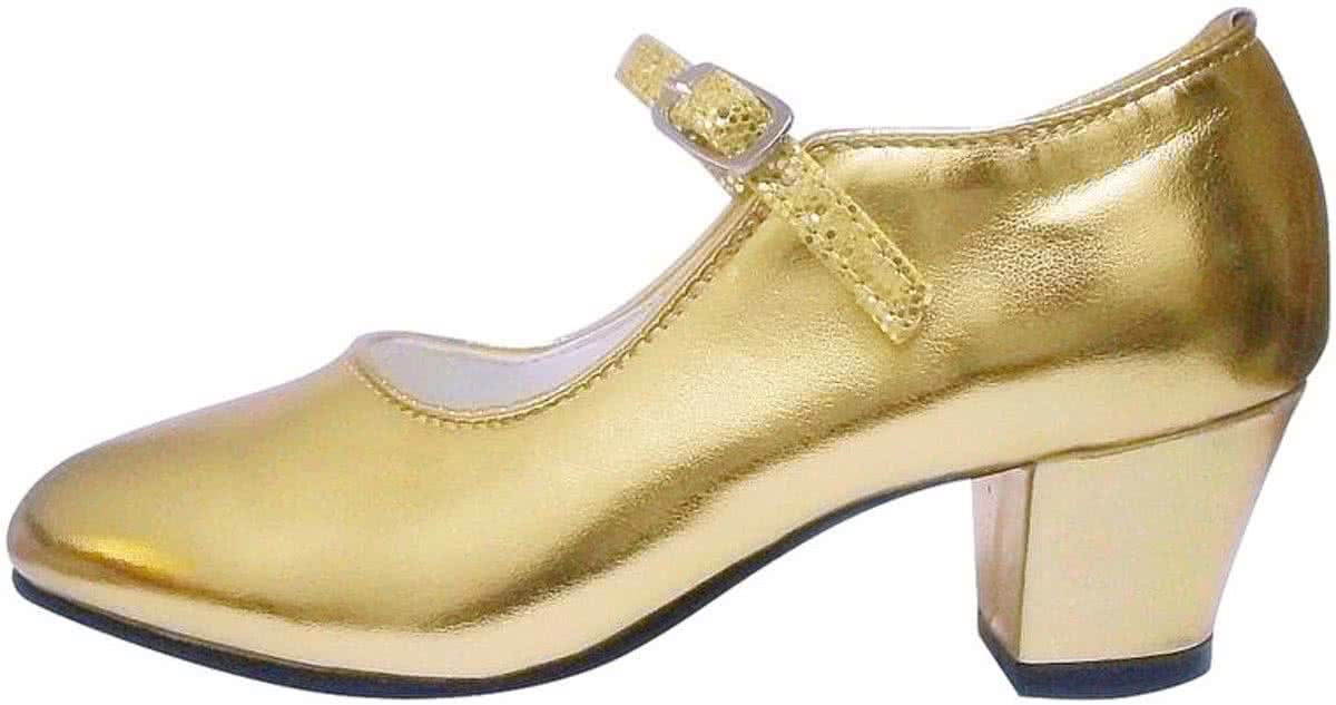 Anna Prinsessen schoenen, Spaanse schoenen goud - maat 42 (binnenmaat 26 cm) bij jurk