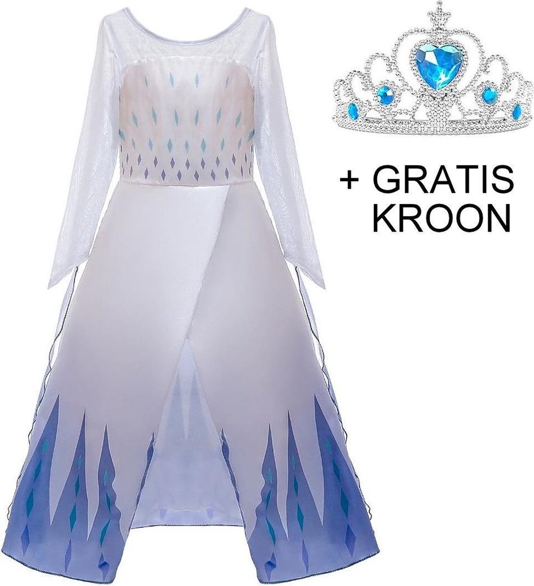 Frozen 2 Elsa jurk Sneeuw Koningin wit Deluxe + broek 116-122 (120)