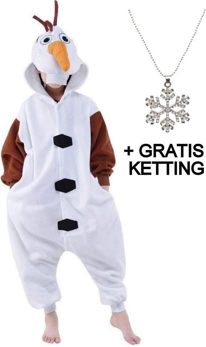 Olaf Onesie Frozen huispak kinderen - 116-122 (120) + GRATIS ketting verkleedkleding jurk