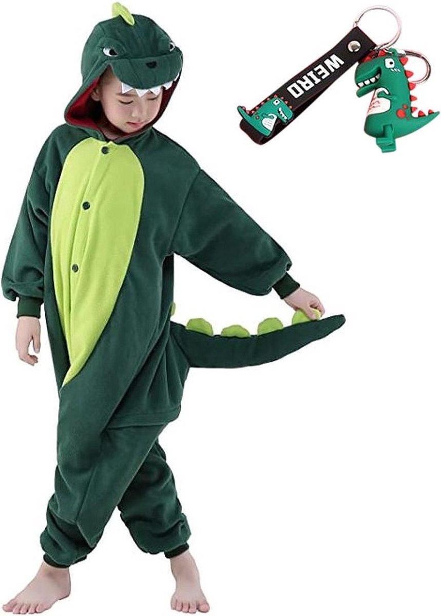 Onesie Draak groen huispak Dino kostuum kinderen - 104-110 (110) + hanger verkleedkleding