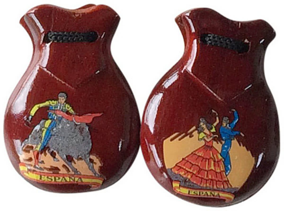 Spaanse castagnetten donker bruin met Spaanse opdruk bij verkleed jurk