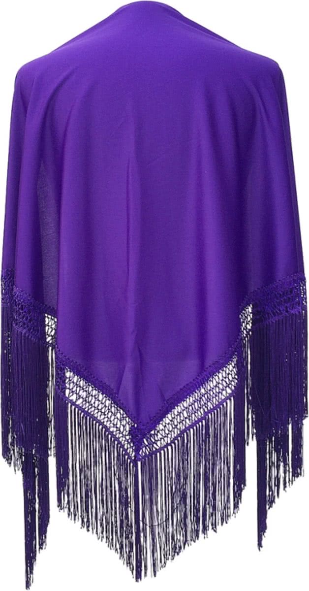Spaanse manton - omslagdoek - paars effen bij verkleedkleding of Flamenco jurk