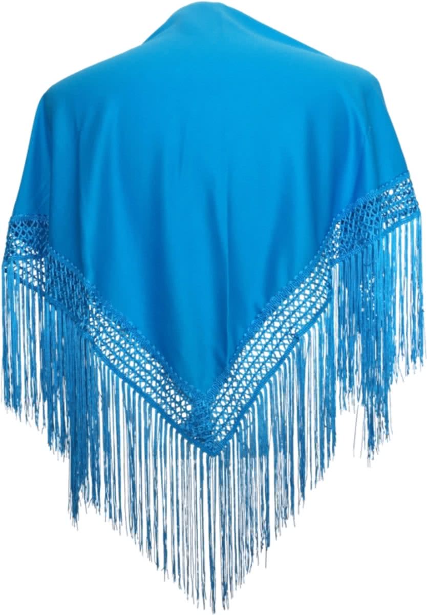 Spaanse manton - omslagdoek - voor kinderen - blauw effen - bij Flamencojurk