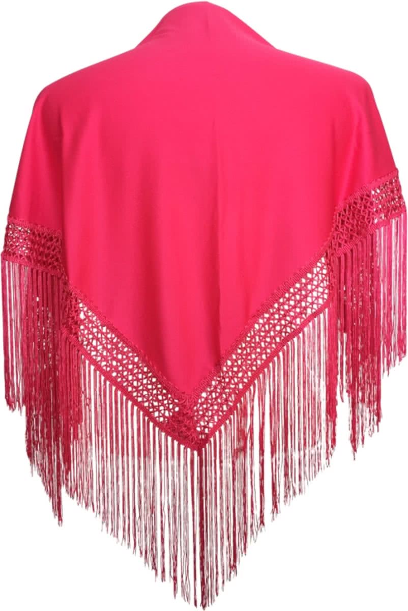 Spaanse manton - omslagdoek - voor kinderen - fel roze effen - bij Flamenco Prinsessen jurk