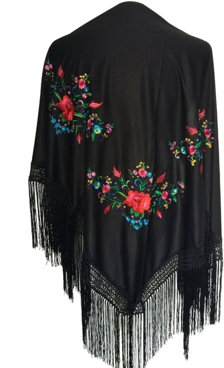 Spaanse manton - omslagdoek - zwart driehoek bij verkleedkleding of Flamenco jurk