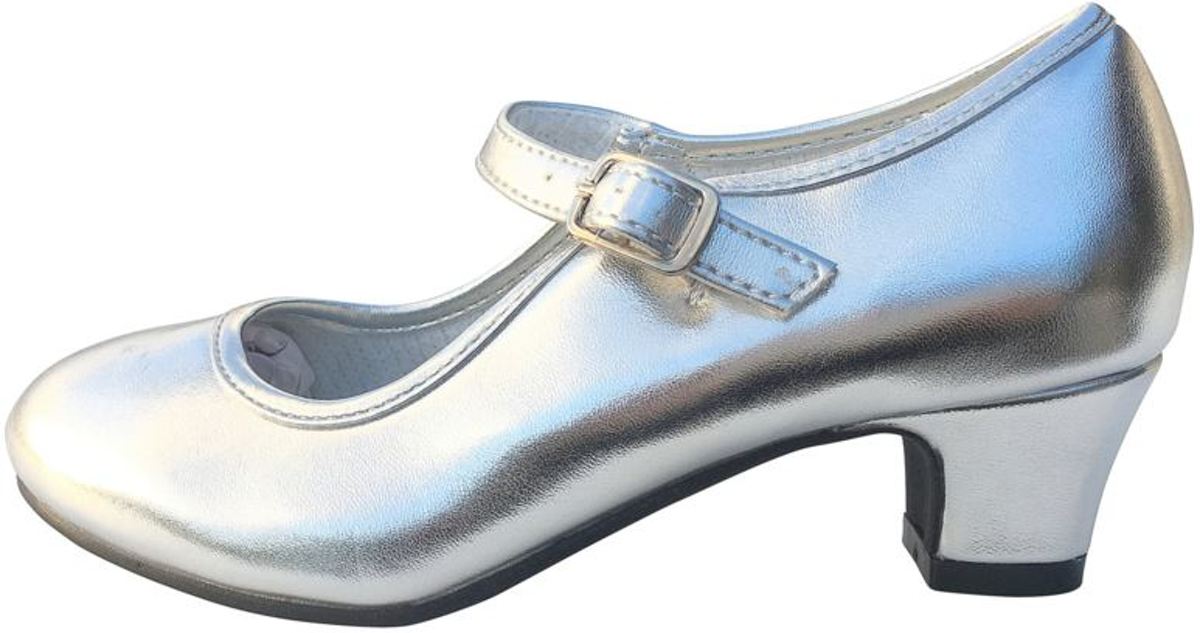 Spaanse schoenen - flamenco schoenen - zilver maat 41 (binnenmaat 26 cm) bij verkleedkleding
