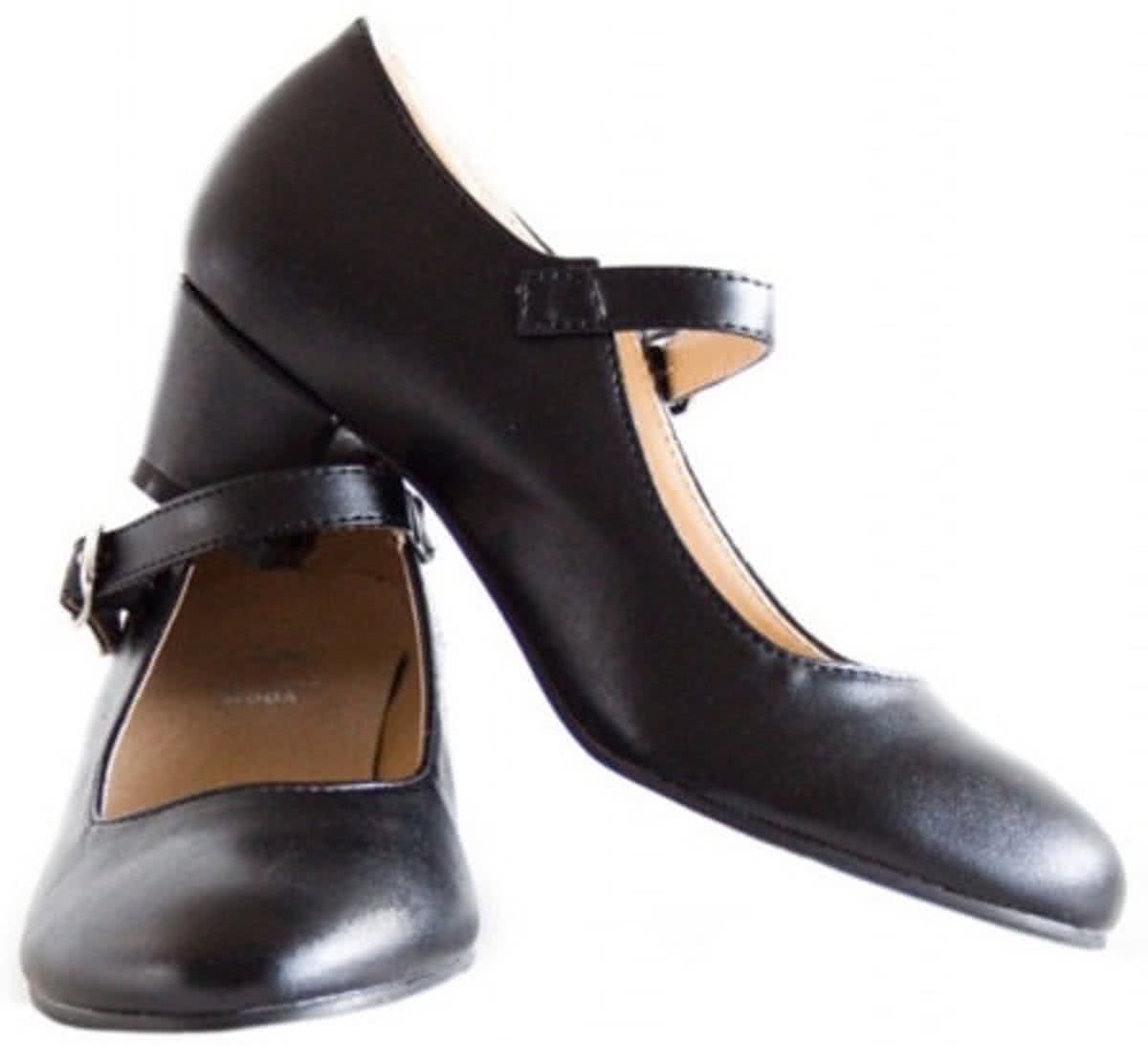 Spaanse schoenen zwart Flamenco verkleed schoenen - Maat 25 (binnenmaat 16,5 cm) bij jurk