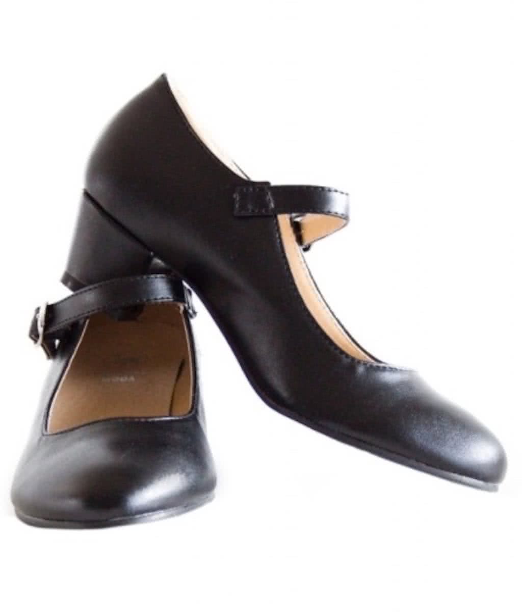 Spaanse schoenen zwart Flamenco verkleed schoenen - maat 31 (binnenmaat 20,5 cm) bij jurk