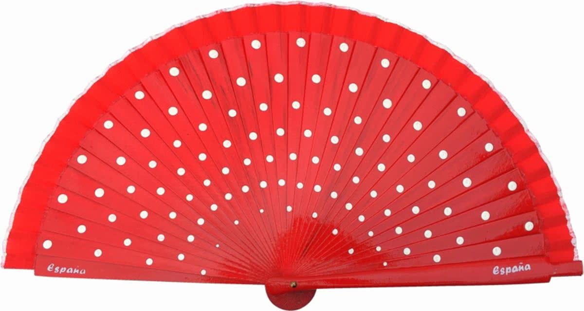 Spaanse waaier - Flamenco - rood witte stippen hout - bij jurk