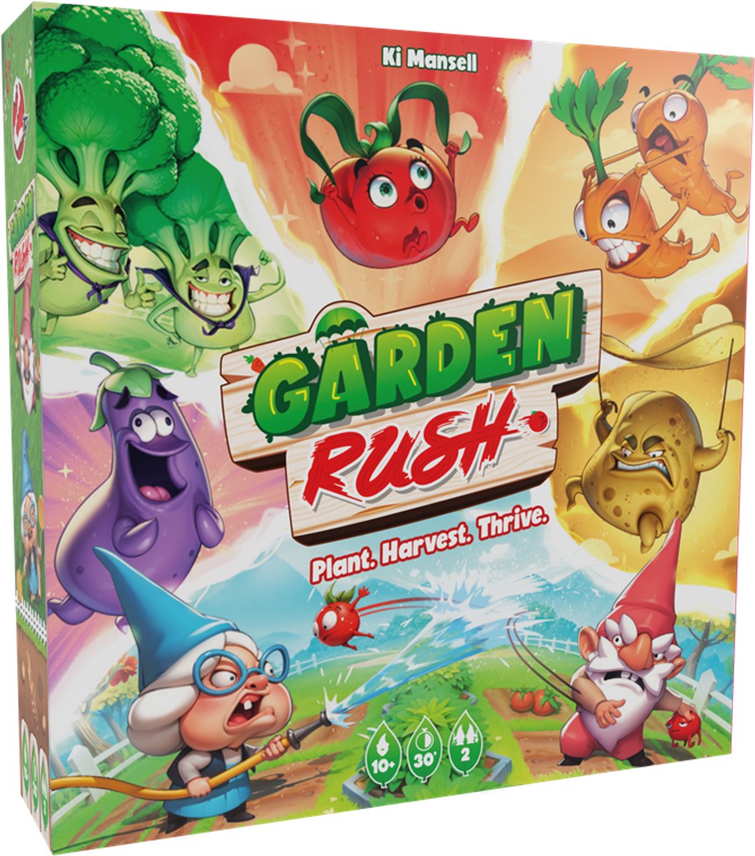 Garden Rush - Tactisch Engelstalig Tegellegspel voor 2 Spelers - Compact Bordspel in Moestuinthema - Vanaf 10 Jaar - 30 Minuten Speeltijd -