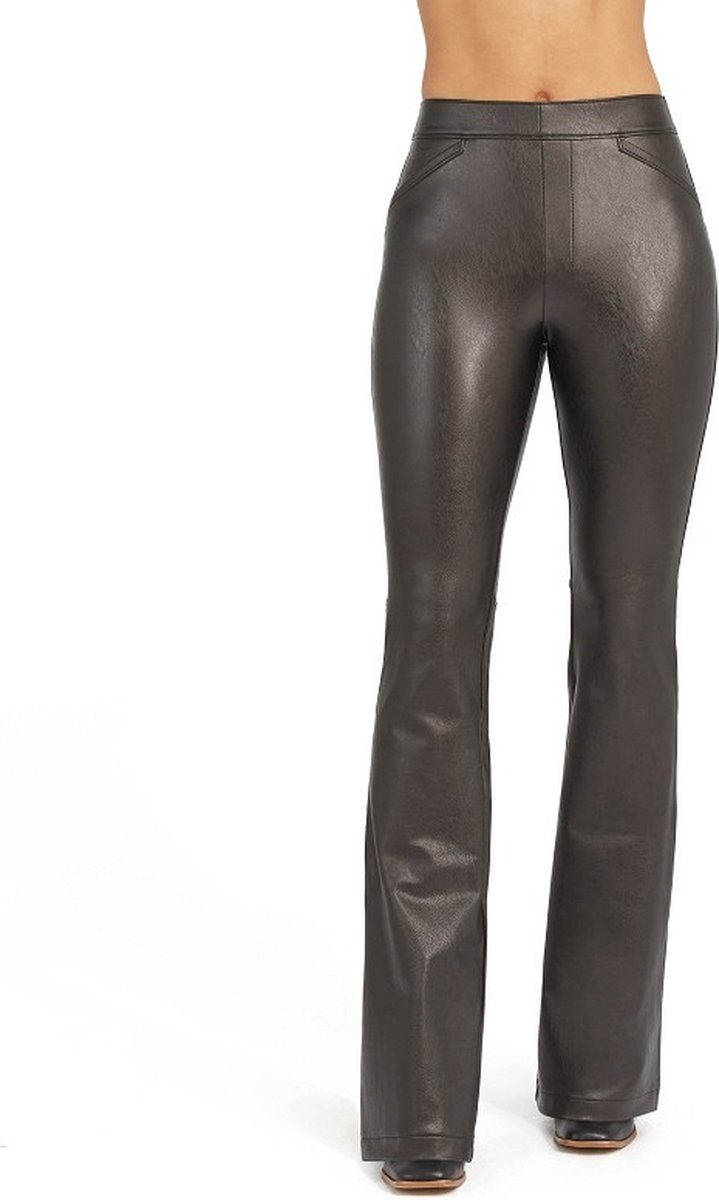Spanx Dames Leather-Like Flare Pants Luxe Black