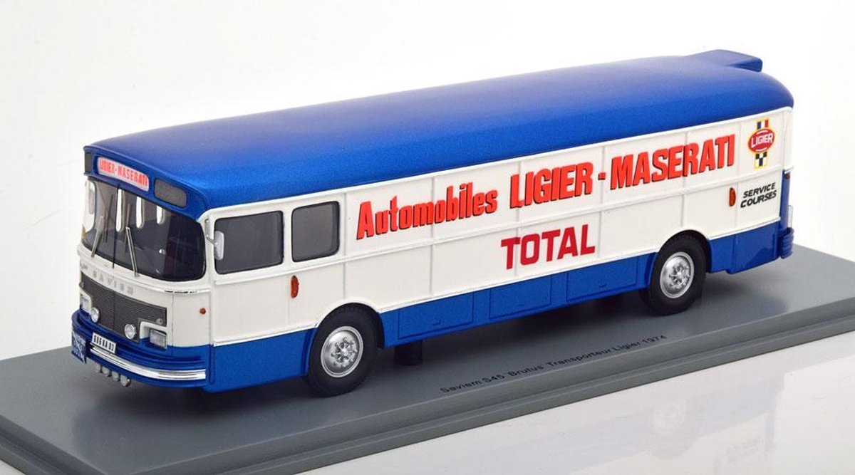Saviem Ligier-Maserati Renntransporter 1974 Blauw / Wit 1-43 Spark ( Resin )