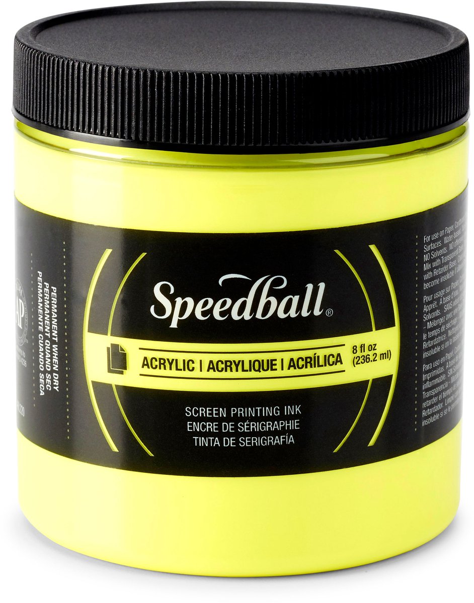 Zeefdruk acryl inkt Speedball geel 236 ml