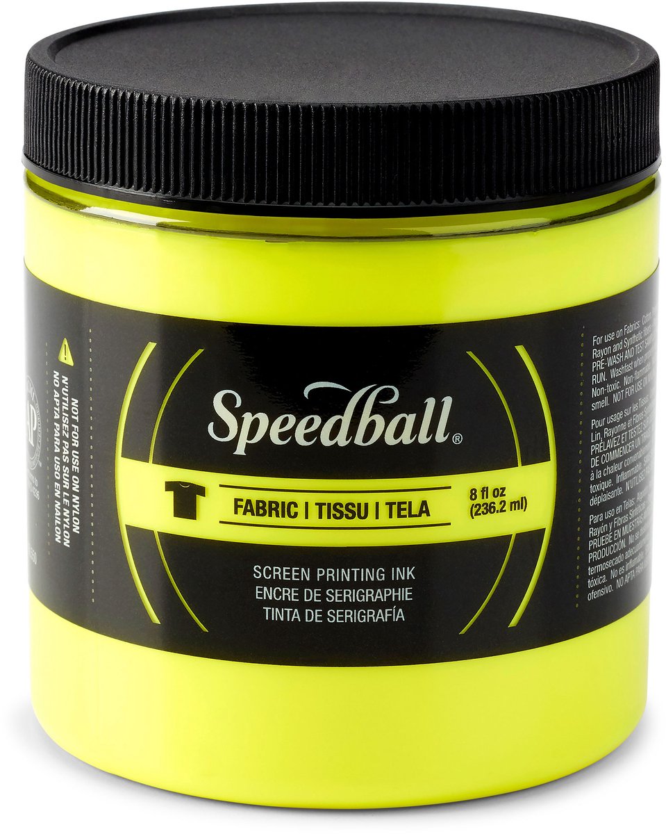 Zeefdruk textiel inkt Speedball fluor geel 236 ml