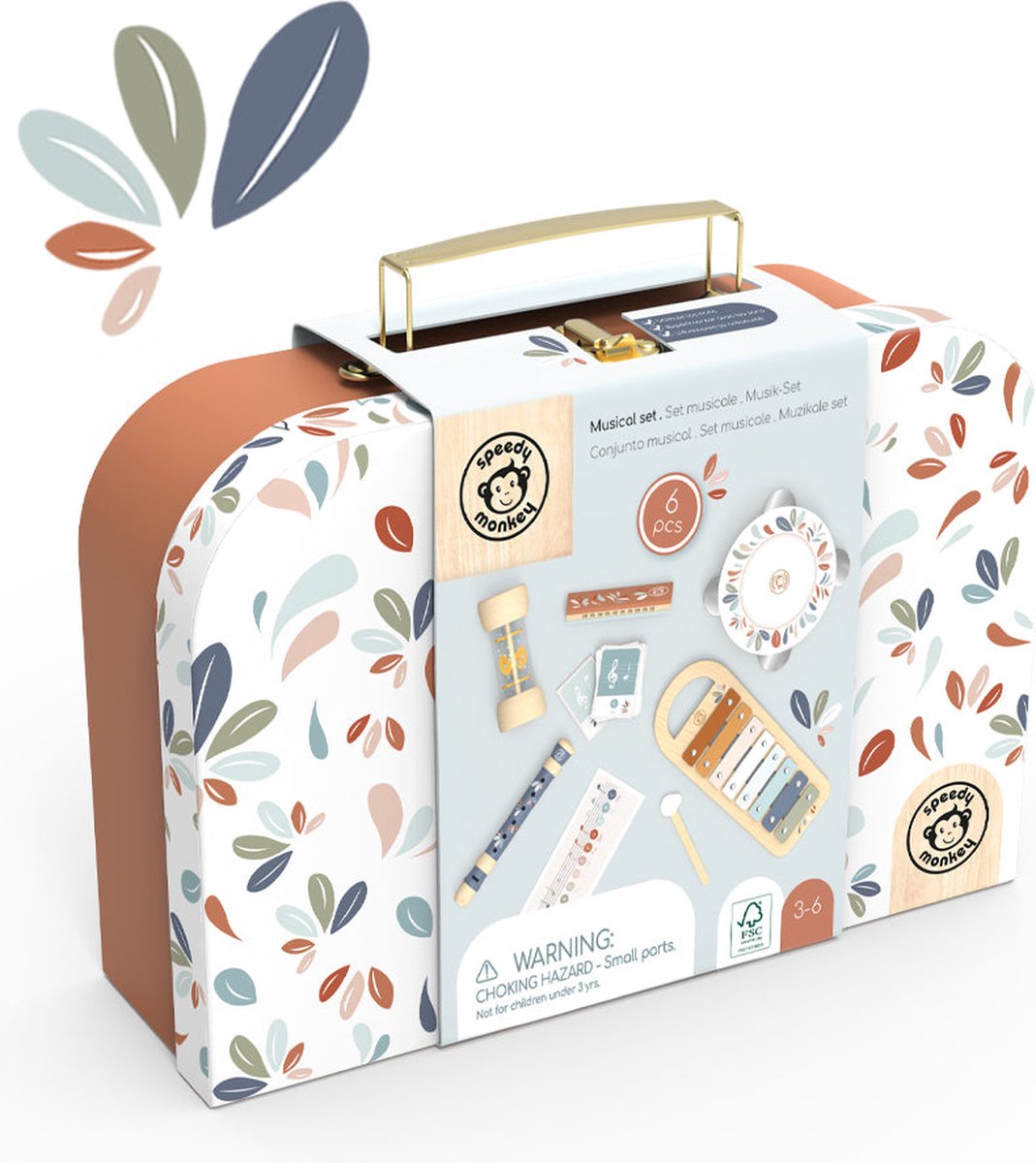 Speedy Monkey - Muzikale set, 5 instrumenten - 30x20x10,5cm