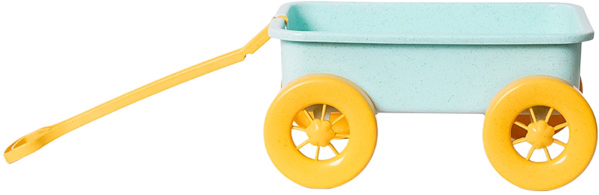 Speelgoedtopdeals - BIOplastic Bolderkarretje met Trekstang Blauw - Duurzaam Speelgoed
