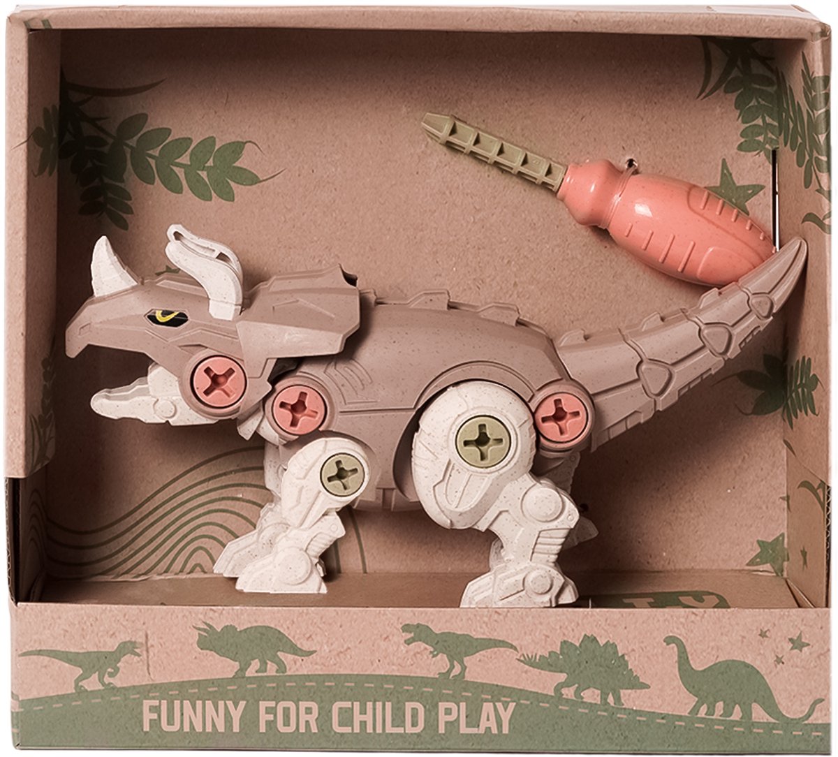 Speelgoedtopdeals - BIOplastic Dino Triceratops - Educatief Speelgoed – Demonteerbaar met schroevendraaier