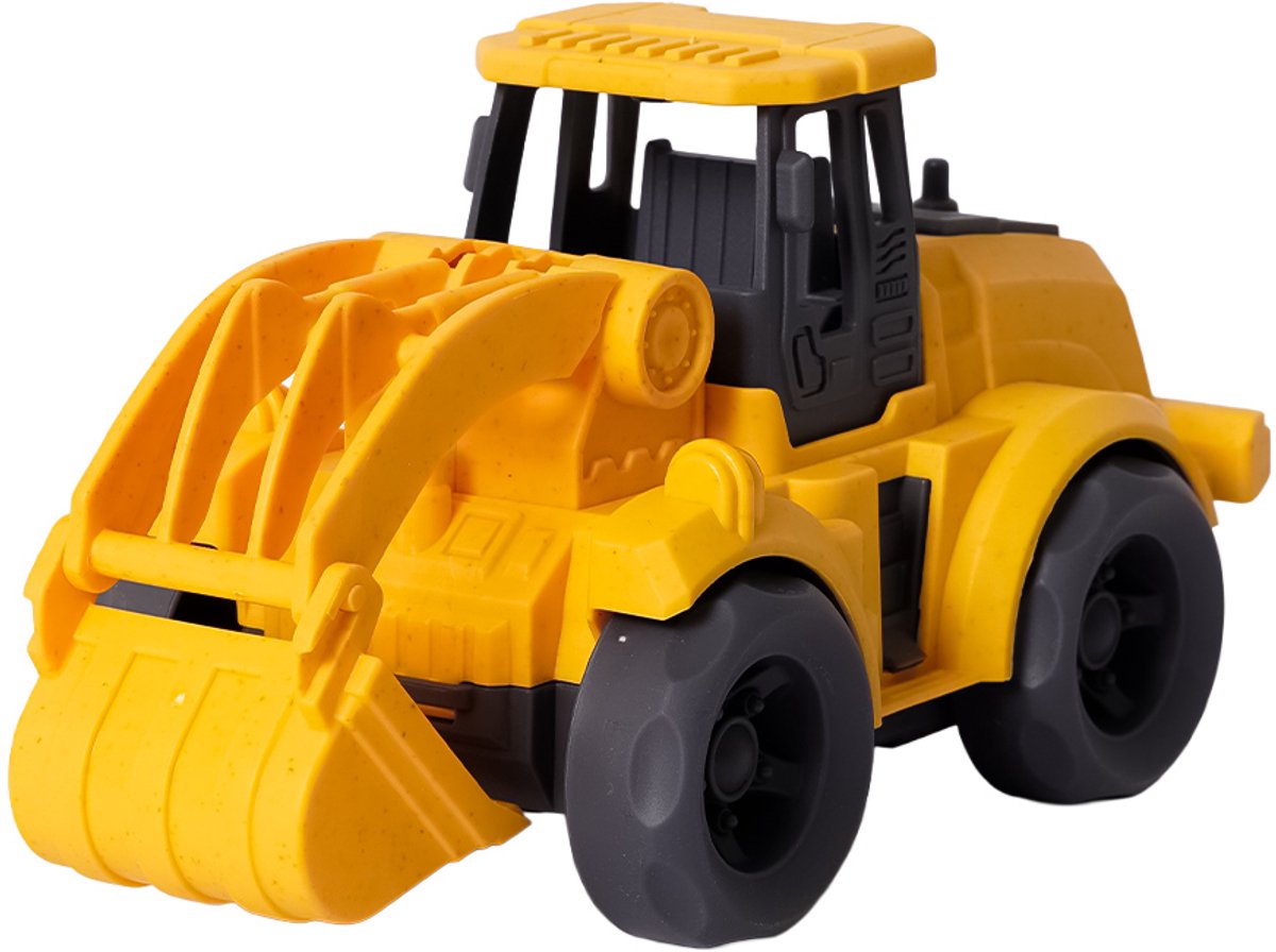 Speelgoedtopdeals - BIOplastic Graafmachine geel - 20 cm - Duurzaam speelgoed