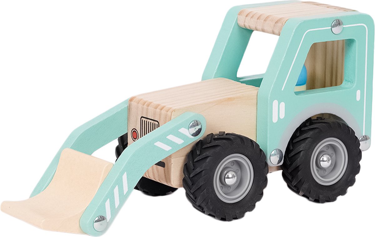 Speelgoedtopdeals - Houten Graafmachine - Speelgoedauto voor kinderen - Rubberen wielen