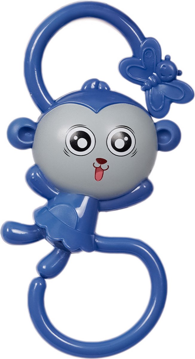 Speelgoedtopdeals - Rammelaar Hangspeeltje Buggyspeeltje - Donkerblauwe Aap met Vlinder