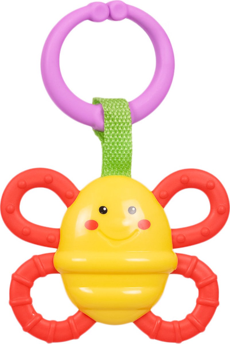 Speelgoedtopdeals - Rammelaar Hangspeeltje Buggyspeeltje - Gele Vlinder