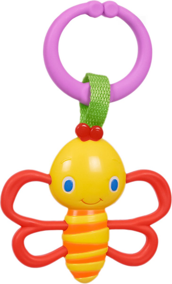 Speelgoedtopdeals - Rammelaar Hangspeeltje Buggyspeeltje - Vlinder rood geel