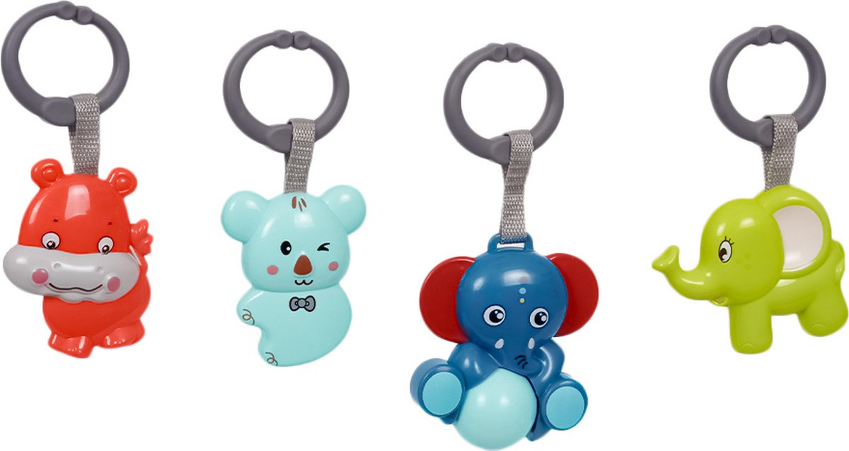 Speelgoedtopdeals - Rammelaar Hangspeeltje Buggyspeeltje - in Zak Nijlpaard Olifant Olifant Koala