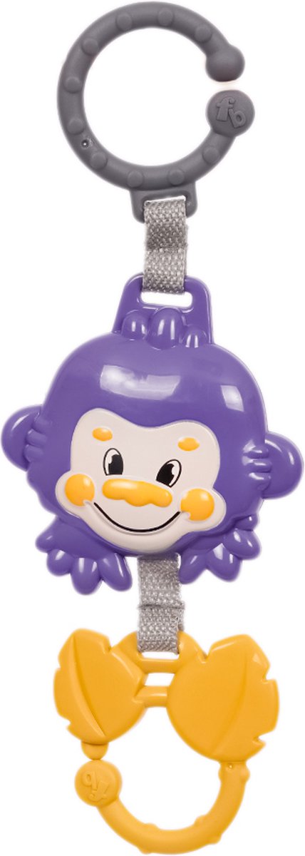 Speelgoedtopdeals - Rammelaar Hangspeeltje Muziekspeeltje Buggyspeeltje - Aap paars met muziek