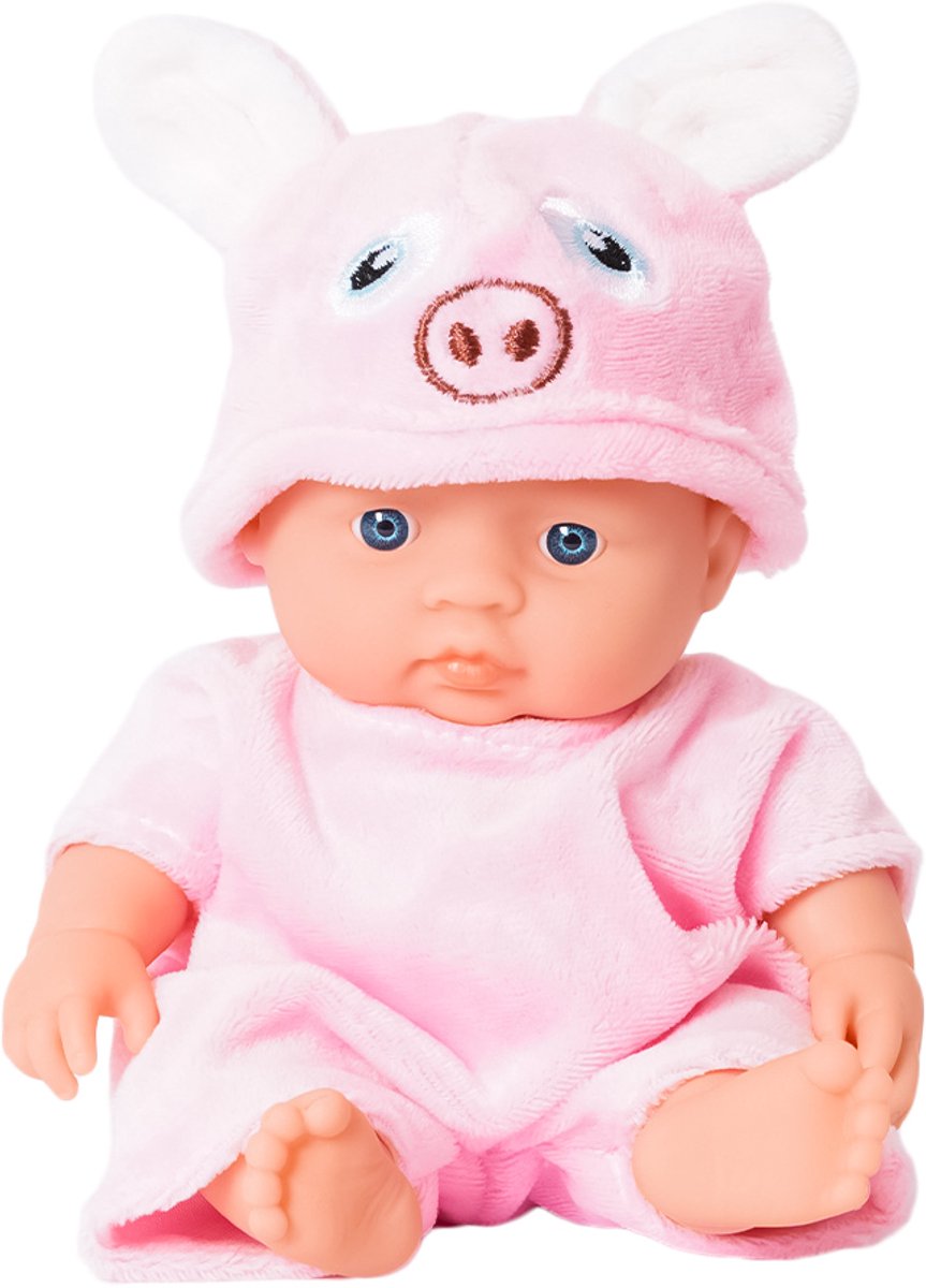 Speelgoedtopdeals – Babypop in Dierenpak – Varkens pakje – 20 cm