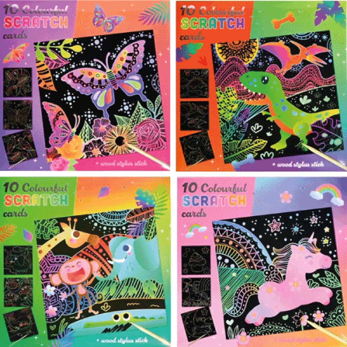 Spelletjesboer Scratch kaarten - Maak kunstwerken met houten stokje