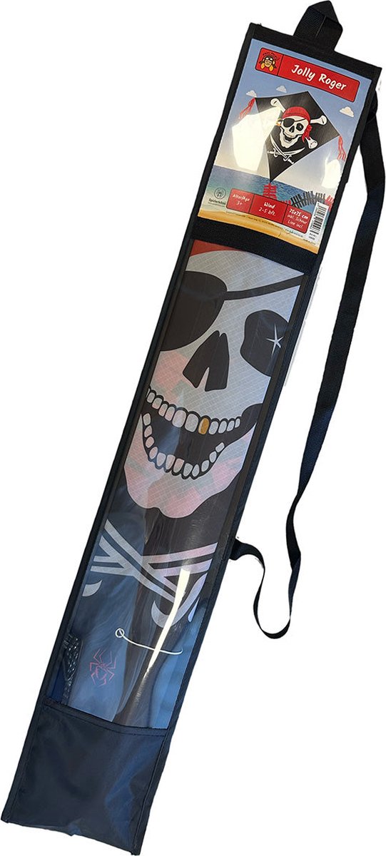 Kindervlieger Spiderkites Eddy Jolly Roger 40006 Zwart 75 x 75 cm