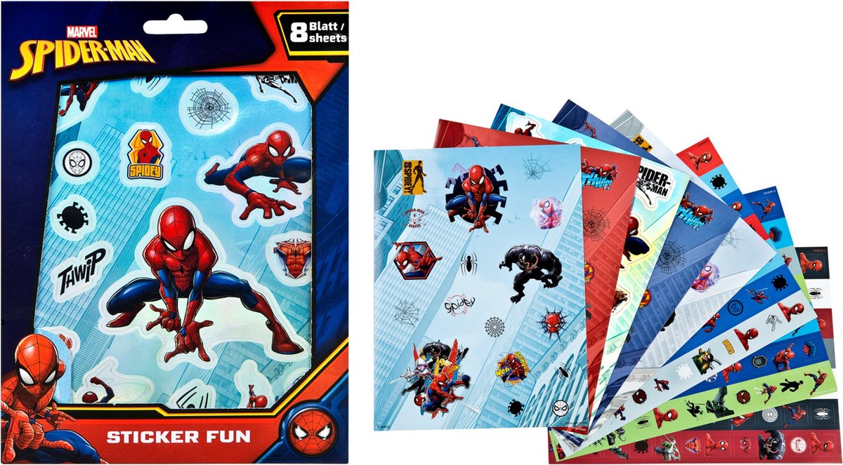 MARVEL SPIDER-MAN STICKERS - 8 STICKERVELLEN VAN SPIDERMAN