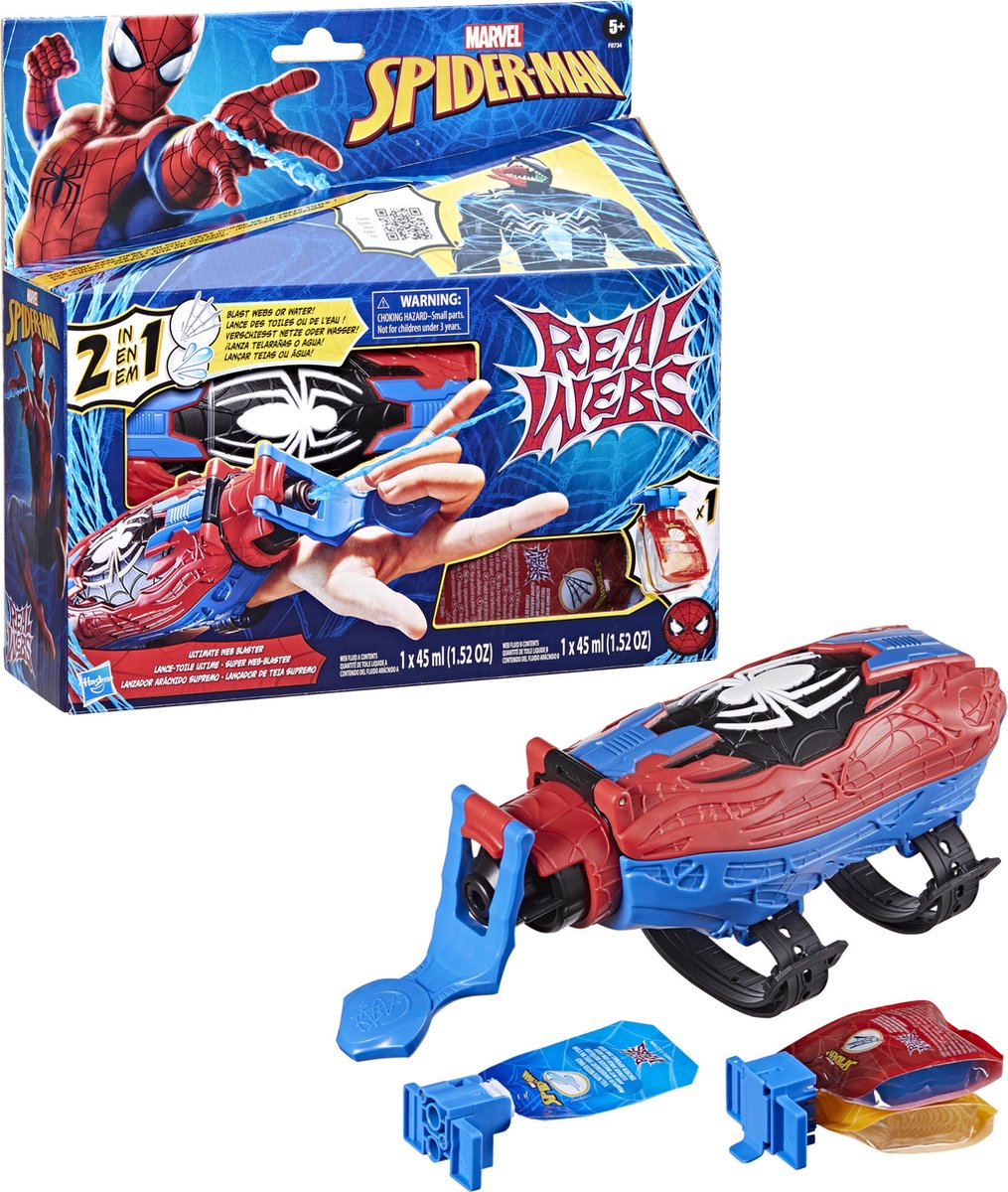 Marvel Spider-Man Real Webs Ultimate Web-blaster - 2-in-1 blaster - rollenspel - Spider-Man kostuum - Spider-Man speelgoed