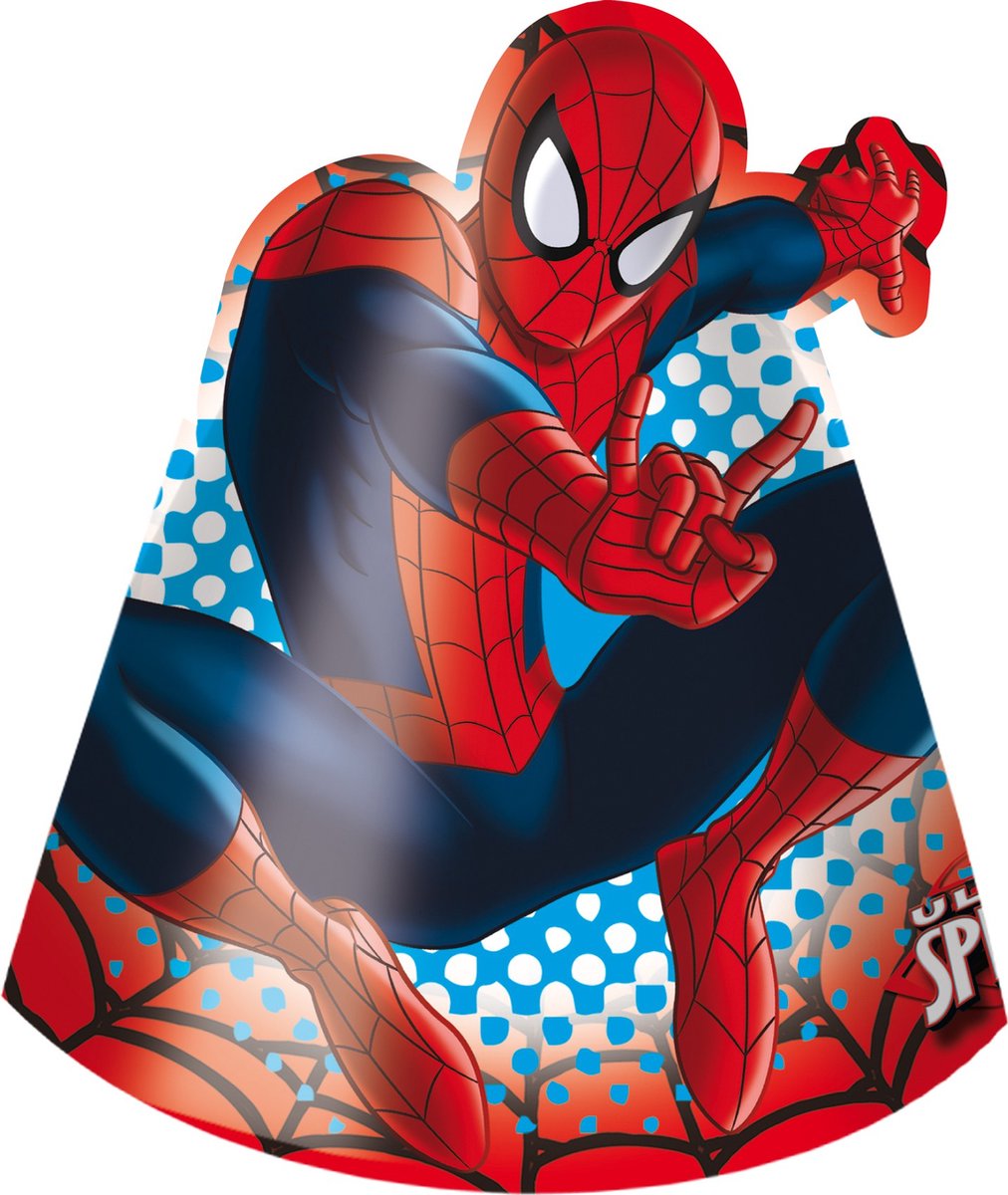 Marvel - Spiderman - Spider-man - Feest hoedjes - Party hoedjes - Karton - 6 Stuks.
