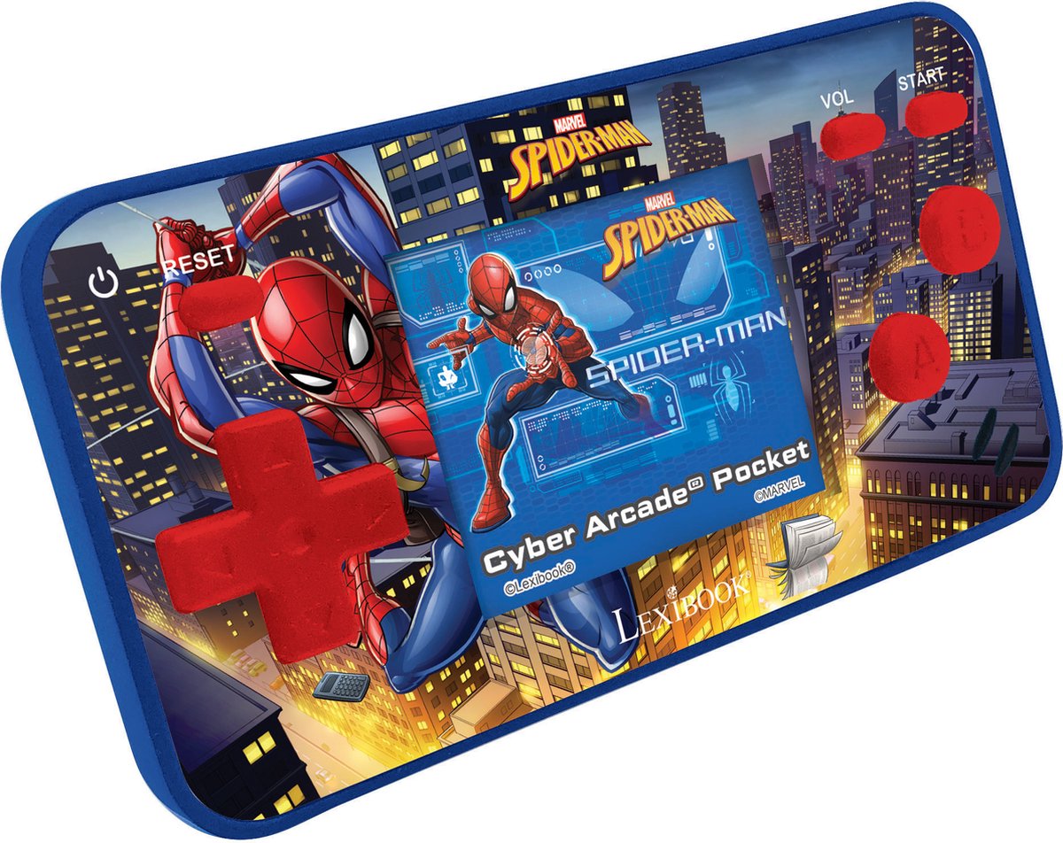 Lexibook Spider-Man Cyber Arcade Pocket-gameconsole, 150 gaming, LCD, op batterijen, rood / blauw