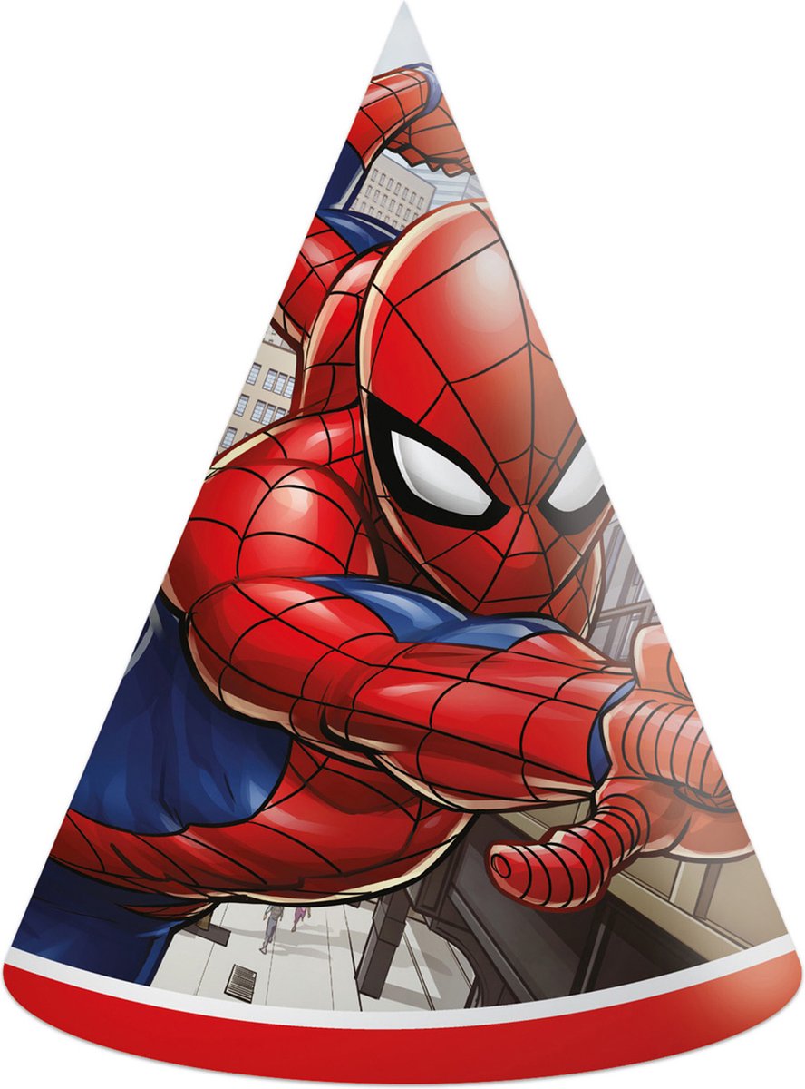 Marvel - Spiderman - Feesthoedjes - Karton - 6 Stuks.