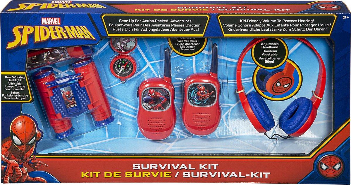 Spiderman Overlevings set - SM-V302 - Zaklamp - Kompas - Verrekijker - Walkie Talkies - Koptelefoon