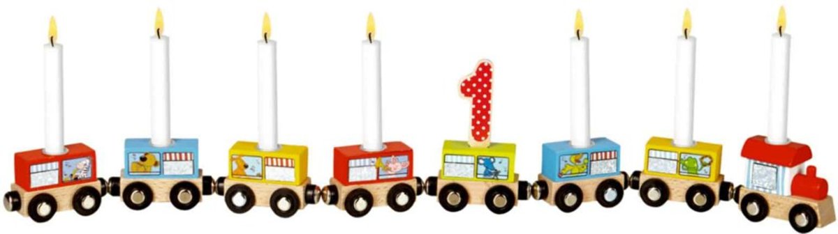 Verjaardagstrein voor kaarsjes - locomotief en 7 wagonnetjes -  