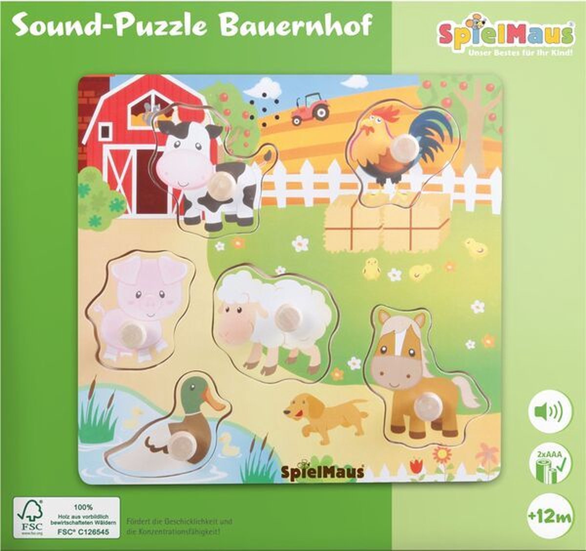 SpielMaus Houten geluidpuzzel boerderij - 60453403