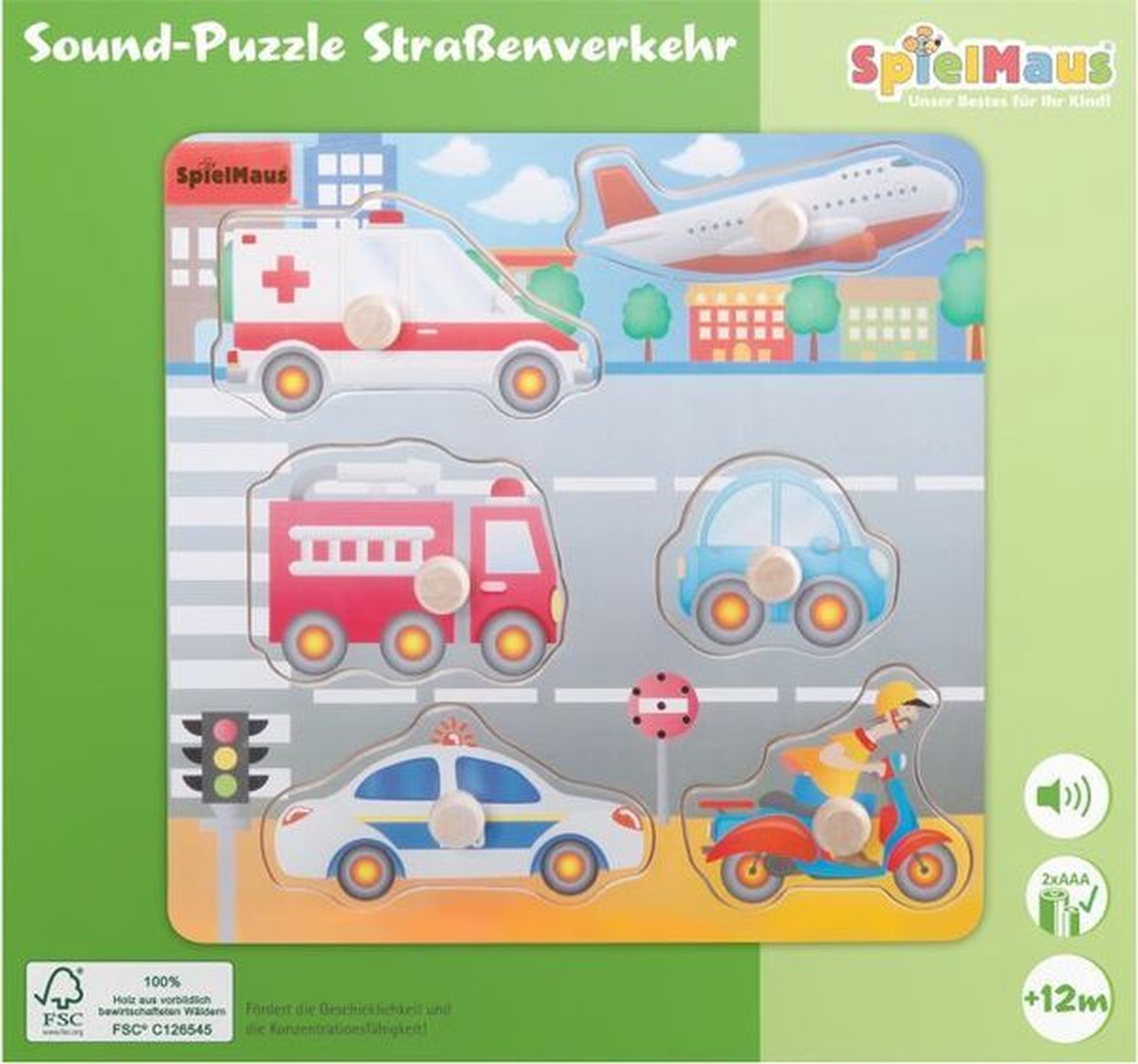 SpielMaus Houten geluidpuzzel verkeer - 60453390