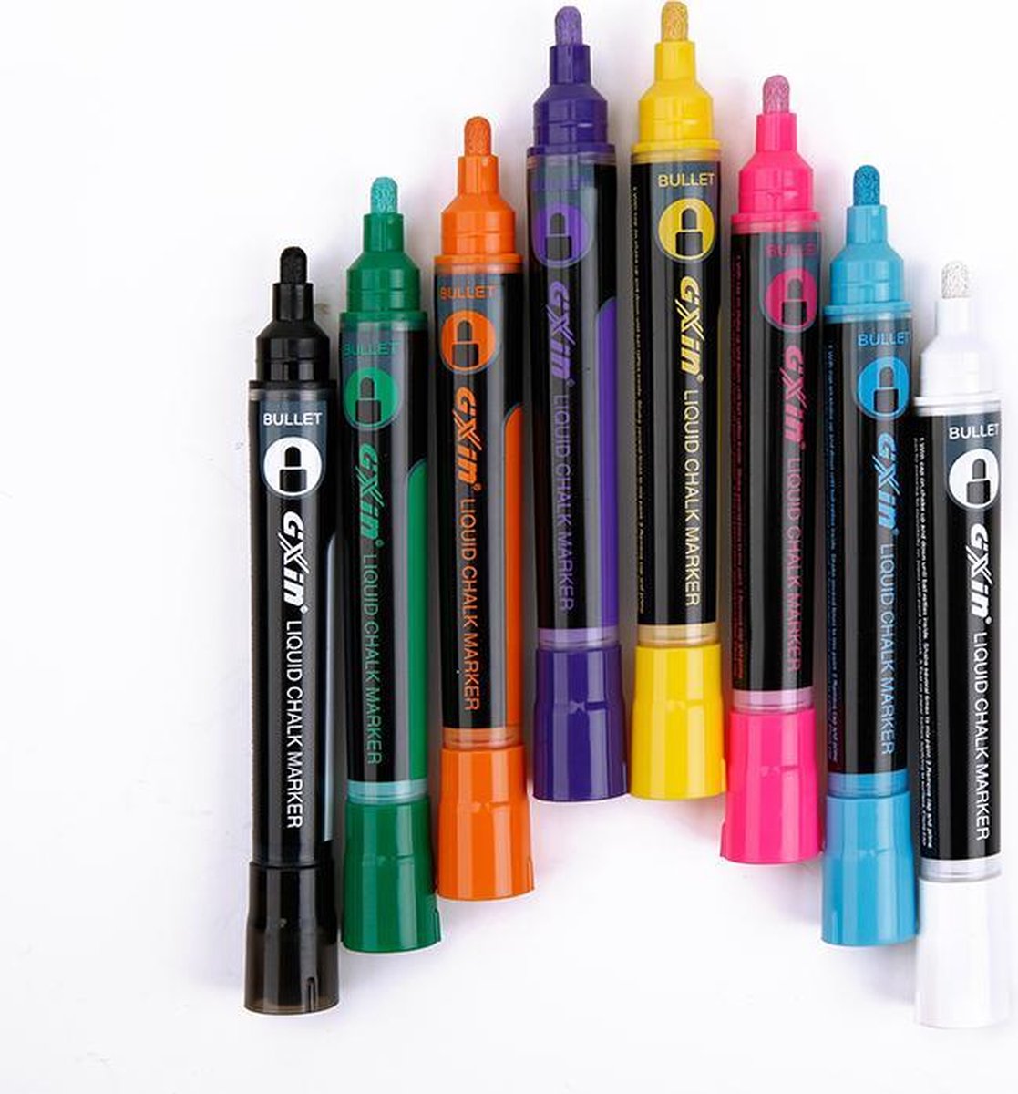 8 Krijtstiften - Krijtmarkers - Kleurstiften & Markers voor ramen / porselein/glas - 6mm reversible tip - Waterbasis Chalkola - High grade