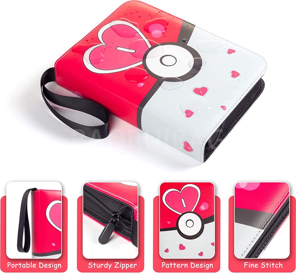 Verzamelmap - 360 Kaarten - 20 Pagina’s map - 9 Pocket / vakken - A4 Formaat - Box - Binder - Roze