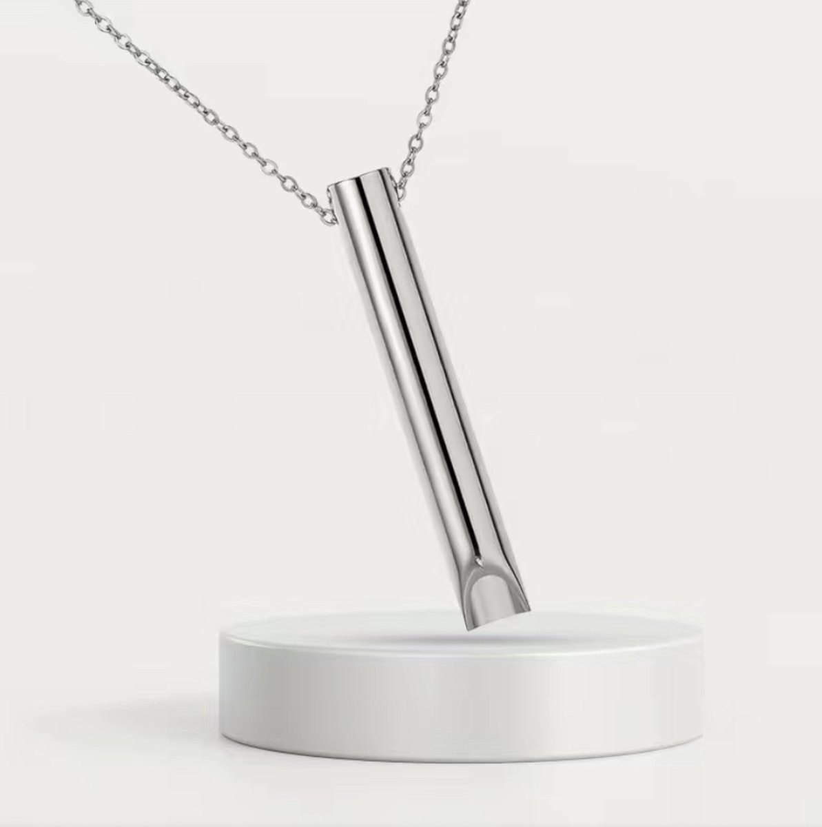 Ademketting Zilverkleurig - Angstfluitje - Hyperventilatie Hulpmiddel - Mindful Ademen - Adem Meditatie -Anti Hyperventilatie Ketting