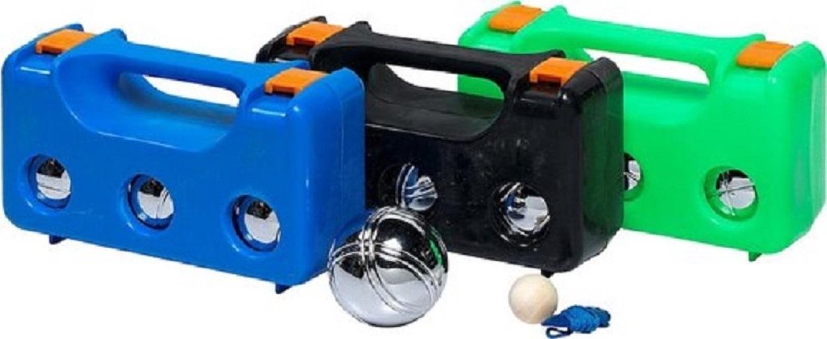 Jeu de boules set, 3 ballen in luxe GROENE reiskoffer