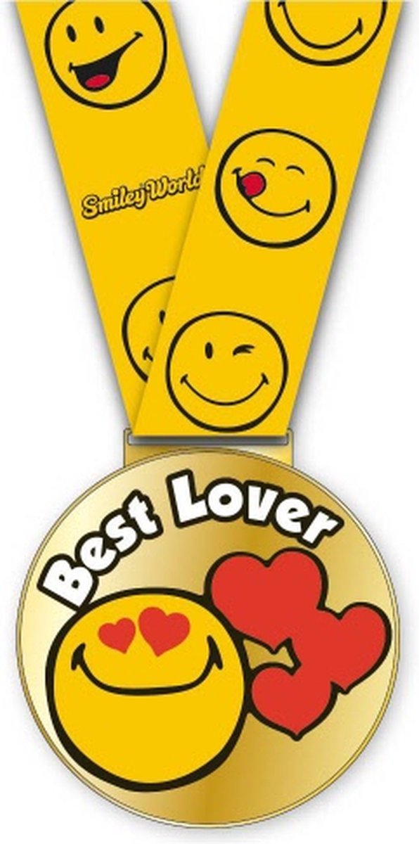 Medaille Best Lover inclusief halslint - Smileyworld ijzeren medaille
