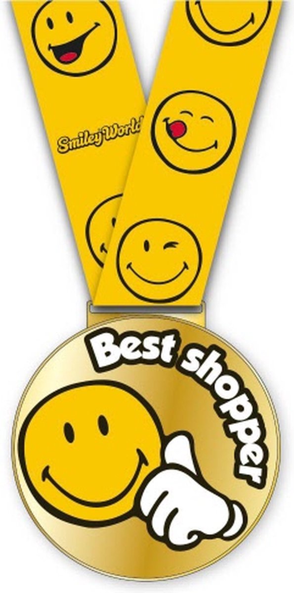 Medaille Best Shopper inclusief halslint - Smileyworld ijzeren medaille